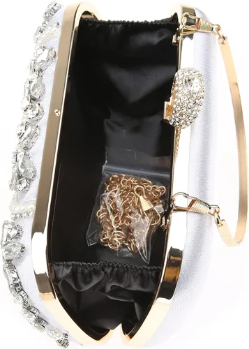 Miniatura 4 de Womens Sparkly Rhinestone Crystal Clutch Bag Glitter Sequin Bridal Purse Evening Handbag for Wedding Party Prom