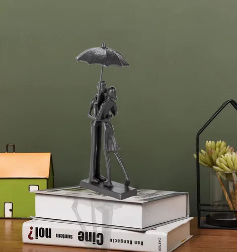 Miniatura 4 de Escultura de hierro hecha a mano, adorno de metal, figura de pareja, arte romántico, estatua de hierro, detalles modernos abstractos, figuritas