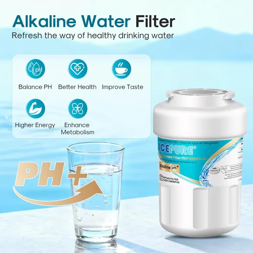 Miniatura 4 de ICEPURE Alkaline RWF0600A-AL Filtro de agua para refrigerador, reemplazo para GE MWF, MWFA, MWFINT, MWFP, GWF, 46-9991, Kenmore® 9991, WFC1201