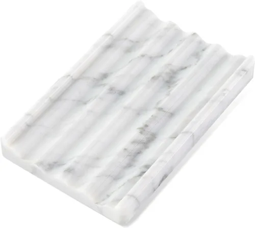 Miniatura 11 de Jabonera de mármol para ducha, soporte de jabón de barra con diseño de ondas de agua, fácil limpieza para fregadero de cocina, baño, bandeja de Agiax