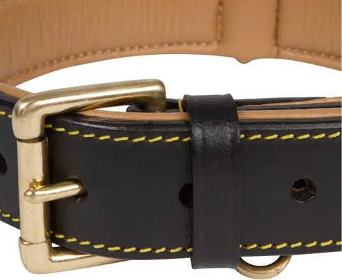 Miniatura 4 de Collares suaves al tacto, de cuero acolchado, collares de lujo para perro, L, Negro