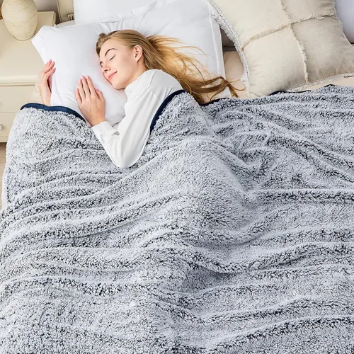 Miniatura 6 de EMME Manta de Tiro Sherpa Suave de Forro Polar Reversible Mullida Afelpada, Funda de Manta Bohemia Decorativa Cálida Ligera para Sofá, Sillón