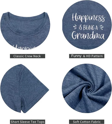 Miniatura 5 de Camisetas de la nueva abuela para mujer con la frase "Happiness is Being a Grandma", camiseta divertida y bonita para abuela
