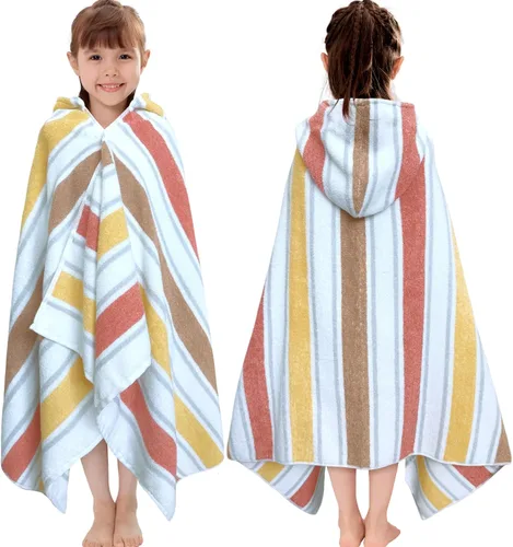 Miniatura 8 de VOOVA & MOVAS Poncho de Toalla de Baño Gruesa con Capucha para Niños (4-8 Años) - Bata de Toalla de Natación de Algodón Turco Suave y Absorbente
