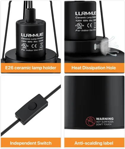 Miniatura 6 de Lámpara de calor para reptiles de 5.5 pulgadas de profundidad con abrazadera y controlador digital de termostato de reptiles, soporte de bombilla