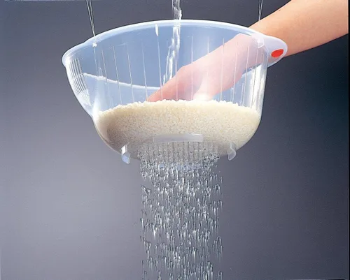 Miniatura 3 de Inomata Bol de plástico japonés para lavar arroz con escurridor lateral e inferior