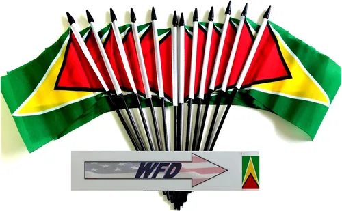 Miniatura 169 de World Flags Direct Banderas en miniatura de poliéster de Afganistán, paquete de 12, decoración de mesa de fiesta, desfiles, 4 x 6 pulgadas, verde