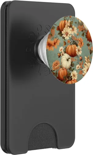 Miniatura 7 de PopSockets PopGrip estándar con temática de otoño vintage para mujer, diseño de calabaza de otoño