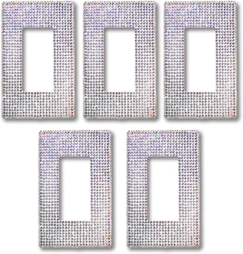Miniatura 5 de NEU Decoración sin tornillos, con diamantes de imitación brillantes, cubierta de salida de 1 banda para interruptor de luz, sensor, GFCI