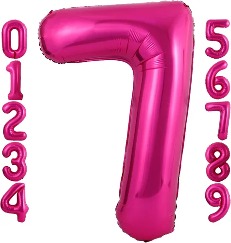 Miniatura 14 de Globo rosa intenso de 40 pulgadas con el número 6, de gran tamaño, de papel de aluminio de Mylar de gran tamaño, globos de helio rosa brillante