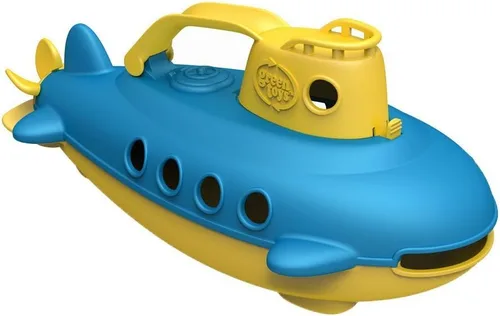 Green Toys Submarino en amarillo y azul, libre de BPA, sin ftalatos, juguete de baño con hélice trasera giratoria. Juguetes seguros para niños