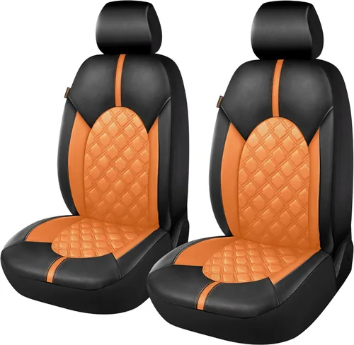 Miniatura 22 de CAROMOP Fundas de asiento de coche de cuero PU de lujo, juego delantero - Fundas de asiento impermeables y antimanchas para automóviles, fundas