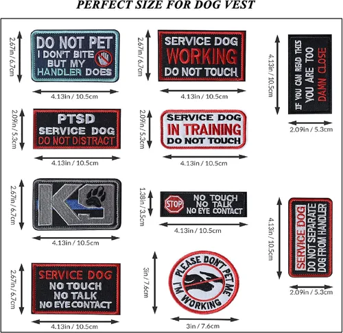 Miniatura 2 de AXEN 10 parches tácticos de moral para arnés de chaleco de perro, parches de gancho y lazo para perro de servicio bordado completo para chaleco 10