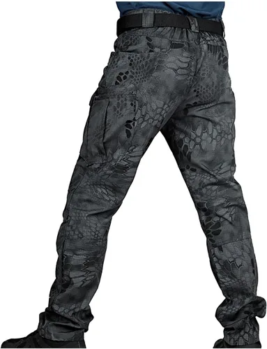 Miniatura 8 de Muscularfit Pantalones para hombre, casual, de sarga chino, con múltiples bolsillos, camuflaje, pantalones cargo atléticos, holgados, pantalones