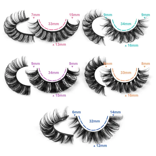 Miniatura 3 de Pestañas rusas de volumen de 5 estilos mezclados naturales Wispy D rizado visón pestañas postizas parecen extensiones 10 pares por Yawamica