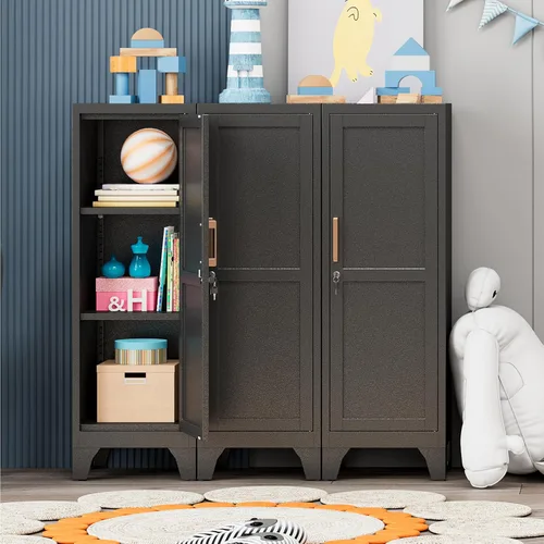 Miniatura 2 de Taquillas de metal para empleados, armario pequeño de 46 pulgadas de alto, armario vertical de acero de 1 puerta alta con estantes, gabinete