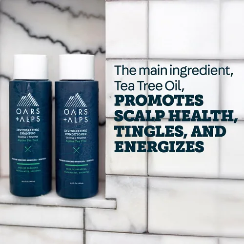 Miniatura 5 de Oars + Alps Champú para cabello sin sulfato para hombres y mujeres, champú para cabello infundido con hamamelis y aceite de árbol de té, nutritivo e
