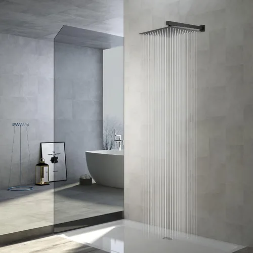 Miniatura 3 de Cabezal de Ducha Cuadrado de Alta Presión de 12 Pulgadas, Cabezales de Ducha Grandes de Acero Inoxidable, Ducha de Baño de Lluvia Ultra Delgada