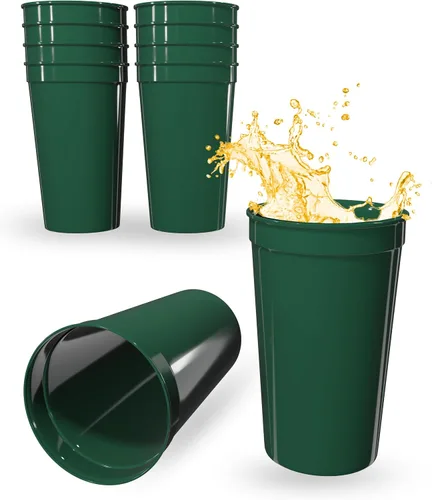 Miniatura 67 de PartyPrints Paquete de 100 vasos de plástico en blanco reutilizables de 10 a 12 onzas, vasos de estadio a granel, sin BPA, aptos para lavavajillas