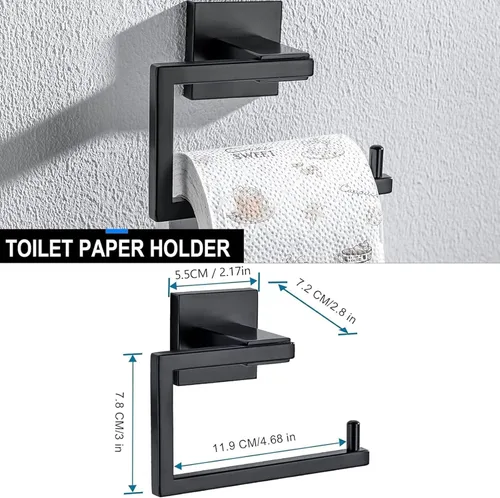 Miniatura 4 de YACVCL Juego de 5 accesorios de baño negros de 23.6 pulgadas, juego de accesorios de baño de acero inoxidable SUS304, juego de toallero montado