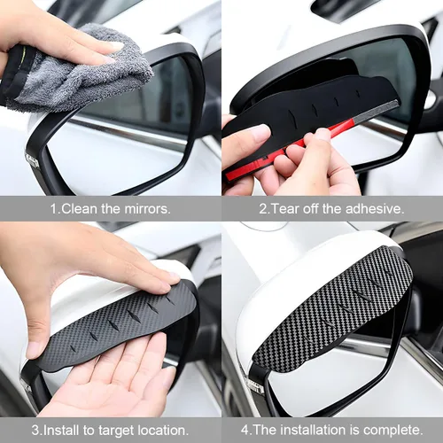 Miniatura 5 de Blilo 2 protectores de visera de humo para espejos laterales de automóvil, cejas impermeables de fibra de carbono para automóviles, camiones y SUV