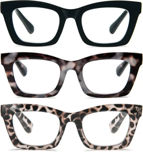 Miniatura 13 de REAVEE Oprah Style - Lentes de lectura para mujer, bloqueo de luz azul, elegantes y de gran tamaño, bisagra de resorte Negro