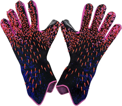 Guantes de portero de fútbol, guantes de entrenamiento de portero, agarre fuerte, antideslizantes y transpirables para adultos y niños Rojo