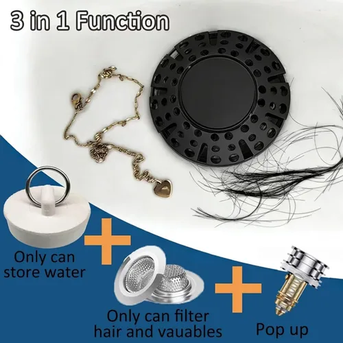 Miniatura 5 de AzWzz Tapón de drenaje de bañera, tapón de bañera desplegable con cubierta de drenaje de bañera, universal para drenaje de bañera de 1.45 a 1.8