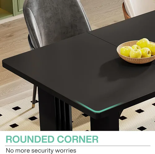 Miniatura 6 de Tribesigns Mesa de Comedor Moderna para 6 Personas, Mesa Grande de Comedor de Cocina de 71 pulgadas con Base de Pedestal de Madera, Mesa de Cena