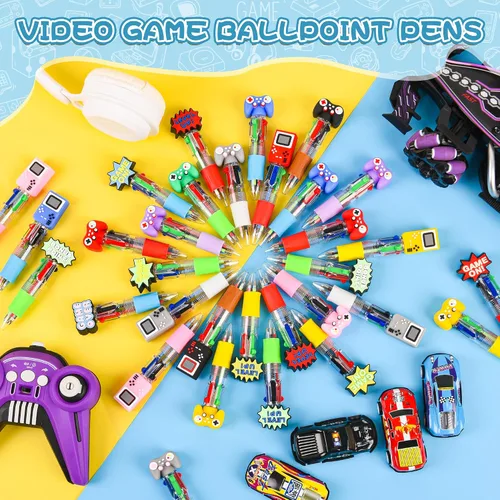 Miniatura 3 de LiYiQ 25 Piezas Bolígrafos Multicolores de Videojuegos en Uno de Dibujos Animados Lindos y Divertidos 4-en-1 Bolígrafos Lindos a Granel Kawaii