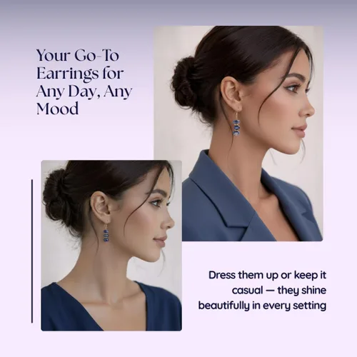 Miniatura 7 de Gempires - Aretes ligeros con cuentas hechas a mano, hipoalergénicos, chapados en oro, aretes colgantes para mujer