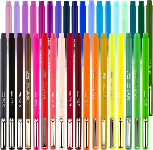 Uchida Le Pens - Juego de bolígrafos multicolor de 36 colores, bolígrafos Le Pen para diario, bolígrafos finos a prueba de manchas para escribir,