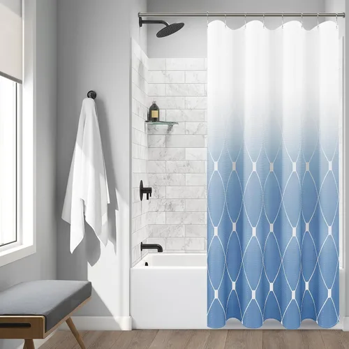 Miniatura 17 de Cortinas de ducha Hokibero para baño, cortinas de baño modernas geométricas estándar, cortina de ducha de poliéster resistente para hoteles, Negro
