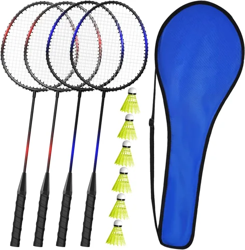 Juego de 2, 4, 6 raquetas de bádminton Keehoo para adultos y niños, juego de bádminton para la playa, el césped, el patio trasero, deportes al aire
