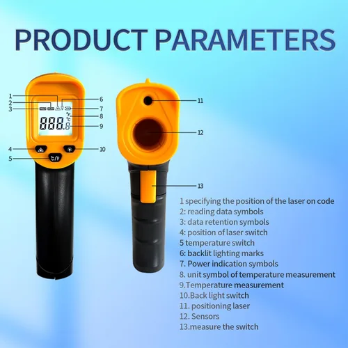 Miniatura 6 de Pistola termómetro digital infrarroja para cocinar, barbacoa, horno de pizza, termómetro IR, -58℉~1112℉(-58.0 °F~1,112.0 °F) Pistola de temperatura