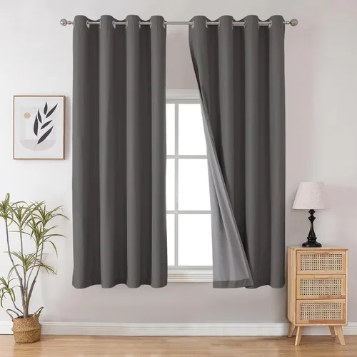 Miniatura 101 de Joydeco - Juego de 2 paneles de cortinas opacas de 63 pulgadas, 2 cortinas largas con aislamiento térmico burg, cortinas de oscurecimiento