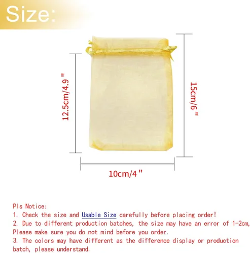 Miniatura 4 de 50 bolsas de organza doradas de 4 x 6 pulgadas con cordón, bolsas de malla para joyería, bolsas de regalo para Baby Shower, favores de boda, dulces