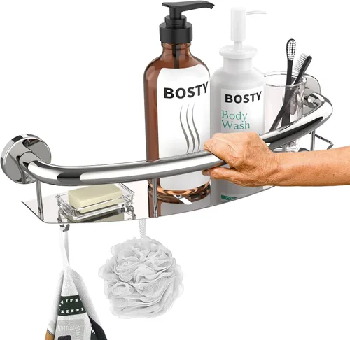 Miniatura 19 de Toallero de níquel cepillado con barra de agarre, mango de soporte equilibrado de seguridad de acero inoxidable de 17 pulgadas, toallero