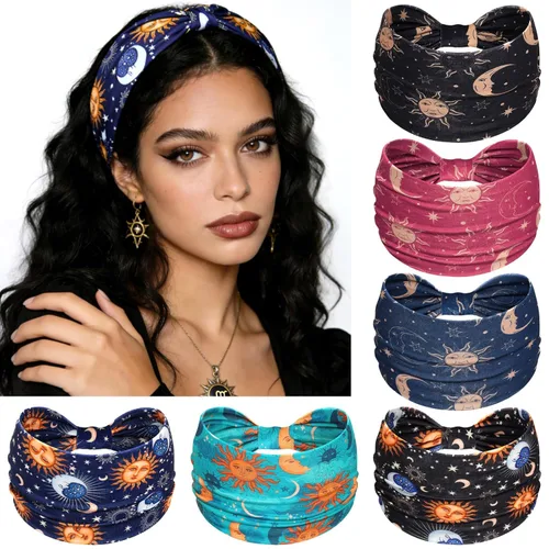 Miniatura 23 de Awumbuk Diademas anchas para mujeres anudadas antideslizantes bandas para la cabeza suaves diadema turbante accesorios para el cabello boho africano