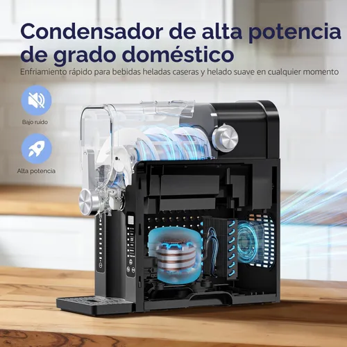 Miniatura 9 de Máquina para granizar, no necesita hielo para el hogar, pantalla de temperatura en tiempo real, máquina de bebidas congeladas con 6 programas