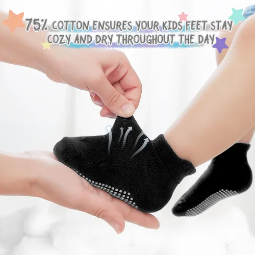 Miniatura 3 de Calcetines antideslizantes para bebés y niños pequeños, de algodón, 12 unidades, calcetines de tobillo lindos para recién nacidos, niños y niñas
