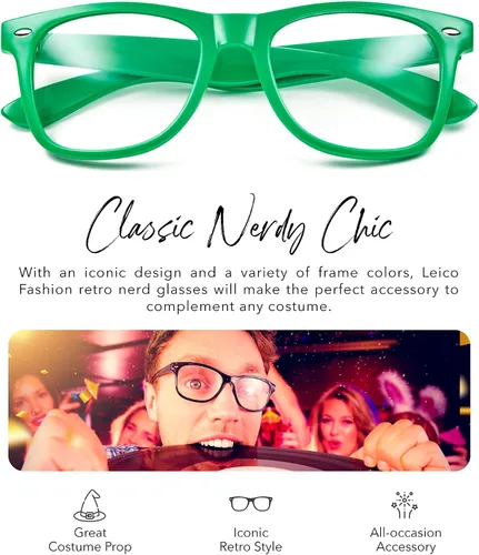Miniatura 2 de LEICO FASHION Lentes transparentes sin receta retro para hombres y mujeres lentes falsos para disfraz de cosplay