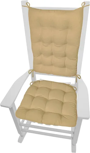 Barnett Home Decor Cojines de silla mecedora de algodón Duck Tan – Tamaño extragrande Jumbo – Almohadilla de asiento de espuma de látex de 19 x 19