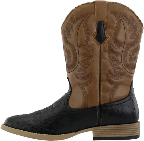 Miniatura 4 de Botas casuales para hombre ROPER con punta cuadrada y protuberancias estilo avestruz, de media pantorrilla - Marrón, Blanco