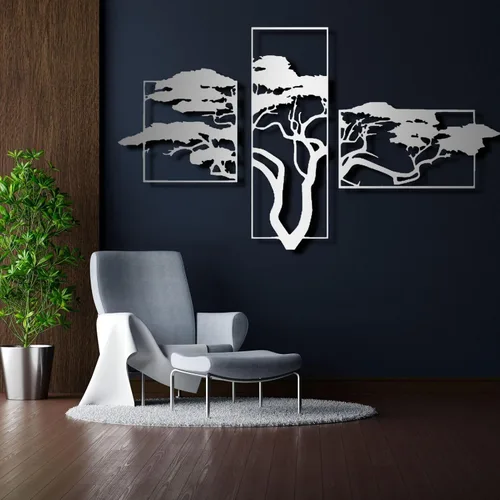 Miniatura 5 de ICEWQOQU Arte de pared con árbol de la vida, 3 piezas de metal árbol de la vida, decoración de pared natural, arte de pared grande de metal