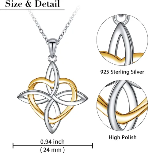 Miniatura 73 de FLYOW Collar con colgante de nudo celta de plata de ley 925 de buena suerte irlandés para mujer, regalo de cumpleaños y graduación