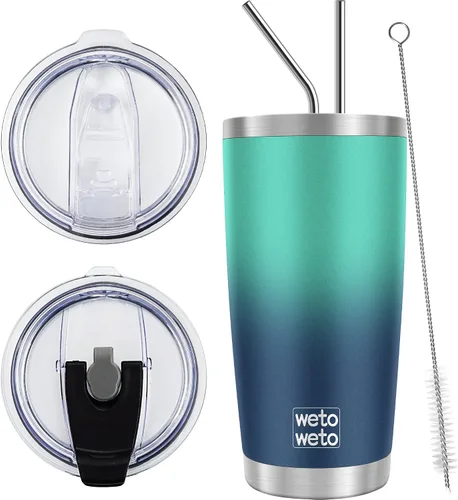 Miniatura 45 de WETOWETO - Vaso de viaje con aislamiento de 20 onzas, de acero inoxidable, con doble pared, a prueba de fugas, taza de café con revestimiento