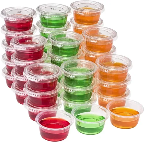 Miniatura 4 de [2 oz- 100 juegos] Vasos de plástico transparente con tapas, tazas de soufflé sin BPA