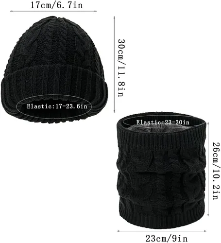 Miniatura 4 de Bufanda y sombrero infinito para invierno, calentador de cuello de doble capa, forro polar, bufandas circulares