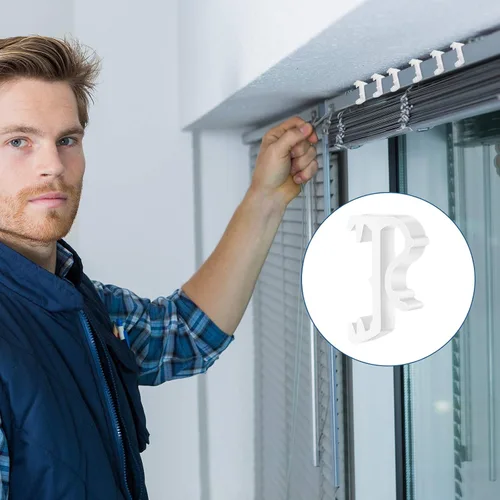 Miniatura 6 de Jetec Clips para ventana de cenefa ciega de 1 pulgada, clips de retención de cenefa de plástico blanco oculto (12 piezas)